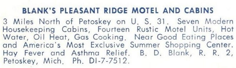 Blanks Pleasant Ridge Motel and Cabins - Vintage Postcard